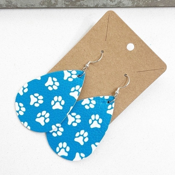 Paw print teardrop hand made earrings - Picture 1 of 2